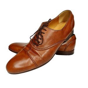 Gucci Brown Leather Stitched Oxford Lace Up Shoes Mens Size 10 Made in Italy